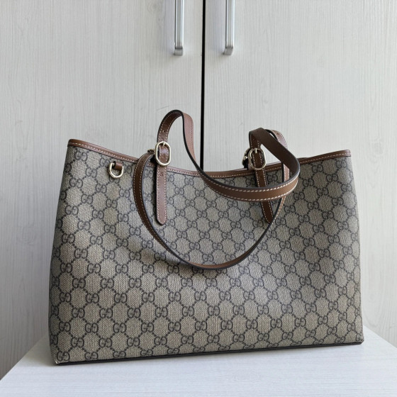 Top-tier Gucci Tote Bag emblem aged floral pattern cowhide shoulder bag shopping bag large size 38*25 small size 30*18