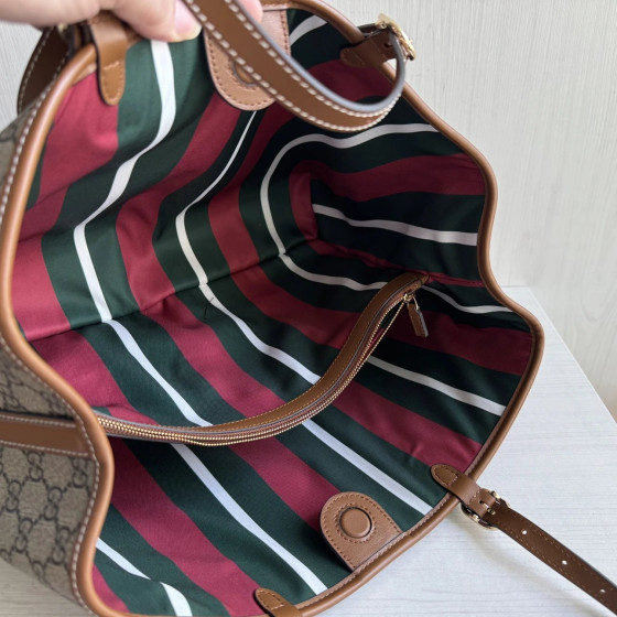 Top-tier Gucci Tote Bag emblem aged floral pattern cowhide shoulder bag shopping bag large size 38*25 small size 30*18