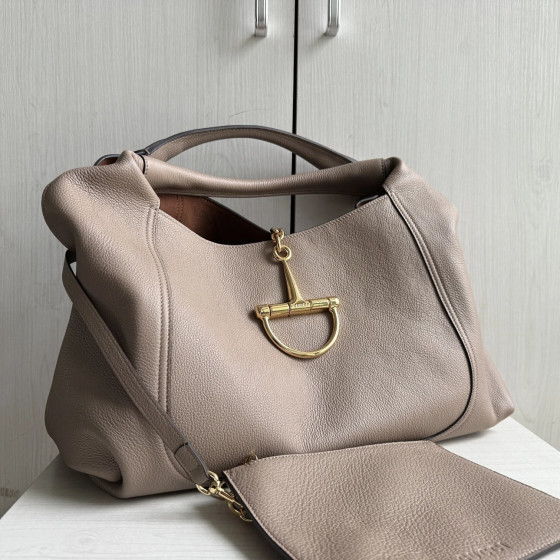Gucci full-leather large D buckle saddle buckle softbit genuine leather messenger bag underarm bag women's bag small 27*21 large 46*26