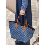 Gucci first-layer cowhide denim patchwork old flower tote shopping bag, mother-daughter bag, shoulder bag, bottom length 30*28