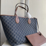Gucci first-layer cowhide denim patchwork old flower tote shopping bag, mother-daughter bag, shoulder bag, bottom length 30*28