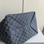 Gucci first-layer cowhide denim patchwork old flower tote shopping bag, mother-daughter bag, shoulder bag, bottom length 30*28