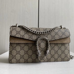 GUCCI new size 25cm G Dionysus bag, diamond-encrusted tiger head, crafted from nubuck leather, vintage chain bag, cross-body shoulder bag