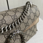 GUCCI new size 25cm G Dionysus bag, diamond-encrusted tiger head, crafted from nubuck leather, vintage chain bag, cross-body shoulder bag