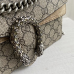 GUCCI new size 25cm G Dionysus bag, diamond-encrusted tiger head, crafted from nubuck leather, vintage chain bag, cross-body shoulder bag