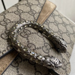 GUCCI new size 25cm G Dionysus bag, diamond-encrusted tiger head, crafted from nubuck leather, vintage chain bag, cross-body shoulder bag