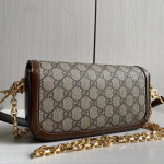 Gucci 1995 vintage saddle bag in horizontal style, 1955 horse bit buckle, pig nose bag, box bag, crafted from calfskin, messenger bag, phone bag, chain cross-body shoulder bag, dimensions 23*13