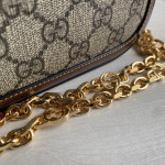 Gucci 1995 vintage saddle bag in horizontal style, 1955 horse bit buckle, pig nose bag, box bag, crafted from calfskin, messenger bag, phone bag, chain cross-body shoulder bag, dimensions 23*13