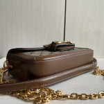 Gucci 1995 vintage saddle bag in horizontal style, 1955 horse bit buckle, pig nose bag, box bag, crafted from calfskin, messenger bag, phone bag, chain cross-body shoulder bag, dimensions 23*13