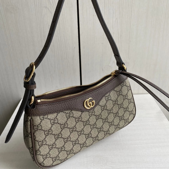 Gucci new style, printed fabric and cowhide patchwork, adjustable shoulder strap, underarm bag, single shoulder bag for women, 21*19