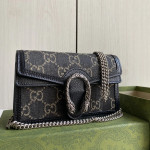 Gucci mini Dionysus bag, black denim woc, tiger head vintage chain messenger bag, single shoulder bag, 16.5*10