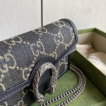 Gucci mini Dionysus bag, black denim woc, tiger head vintage chain messenger bag, single shoulder bag, 16.5*10