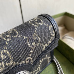 Gucci mini Dionysus bag, black denim woc, tiger head vintage chain messenger bag, single shoulder bag, 16.5*10