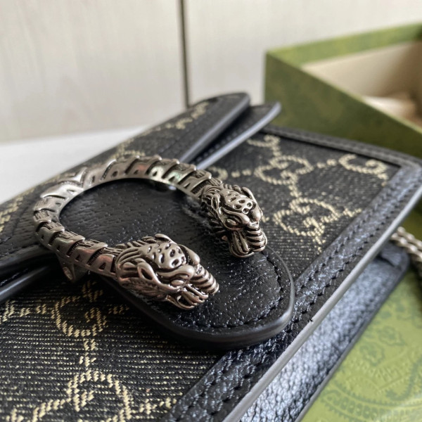 Gucci mini Dionysus bag, black denim woc, tiger head vintage chain messenger bag, single shoulder bag, 16.5*10