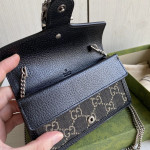 Gucci mini Dionysus bag, black denim woc, tiger head vintage chain messenger bag, single shoulder bag, 16.5*10
