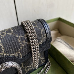 Gucci mini Dionysus bag, black denim woc, tiger head vintage chain messenger bag, single shoulder bag, 16.5*10