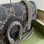 Gucci mini Dionysus bag, black denim woc, tiger head vintage chain messenger bag, single shoulder bag, 16.5*10