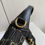 Gucci jackie1961 bag 黑色牛仔布丹宁布拼牛皮 腋下包饺子包 女士包包单肩斜挎包 mini小号19＊13，大28＊19