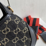 Gucci jackie1961 bag 黑色牛仔布丹宁布拼牛皮 腋下包饺子包 女士包包单肩斜挎包 mini小号19＊13，大28＊19