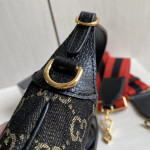 Gucci jackie1961 bag 黑色牛仔布丹宁布拼牛皮 腋下包饺子包 女士包包单肩斜挎包 mini小号19＊13，大28＊19
