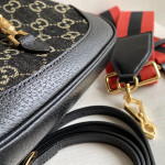 Gucci jackie1961 bag 黑色牛仔布丹宁布拼牛皮 腋下包饺子包 女士包包单肩斜挎包 mini小号19＊13，大28＊19