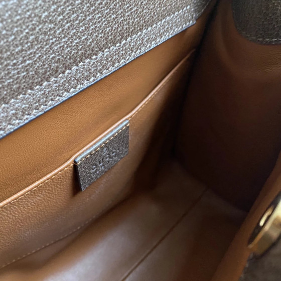 Gucci canvas and genuine leather handbag with bamboo handle, bamboo-patterned handle, mini messenger bag, shoulder bag, large size 27*24, small size 20*16