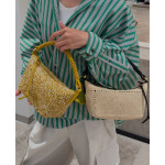 Top-level loew raffia woven bag with stitched leather, woven handle bag, cala lunch box bag, hobo bag, genuine leather women's bag, messenger bag, 26*13