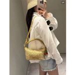 Top-level loew raffia woven bag with stitched leather, woven handle bag, cala lunch box bag, hobo bag, genuine leather women's bag, messenger bag, 26*13