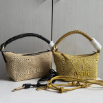 Top-level loew raffia woven bag with stitched leather, woven handle bag, cala lunch box bag, hobo bag, genuine leather women's bag, messenger bag, 26*13