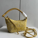 Top-level loew raffia woven bag with stitched leather, woven handle bag, cala lunch box bag, hobo bag, genuine leather women's bag, messenger bag, 26*13