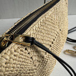 Top-level loew raffia woven bag with stitched leather, woven handle bag, cala lunch box bag, hobo bag, genuine leather women's bag, messenger bag, 26*13