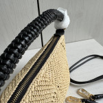 Top-level loew raffia woven bag with stitched leather, woven handle bag, cala lunch box bag, hobo bag, genuine leather women's bag, messenger bag, 26*13
