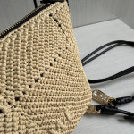 Top-level loew raffia woven bag with stitched leather, woven handle bag, cala lunch box bag, hobo bag, genuine leather women's bag, messenger bag, 26*13
