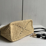 Top-level loew raffia woven bag with stitched leather, woven handle bag, cala lunch box bag, hobo bag, genuine leather women's bag, messenger bag, 26*13