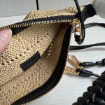Top-level loew raffia woven bag with stitched leather, woven handle bag, cala lunch box bag, hobo bag, genuine leather women's bag, messenger bag, 26*13