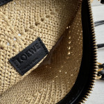 Top-level loew raffia woven bag with stitched leather, woven handle bag, cala lunch box bag, hobo bag, genuine leather women's bag, messenger bag, 26*13