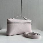 Lp lunch box bag genuine sheepskin L19 leather makeup box bag full leather litchi pattern steel hardware handbag crossbody shoulder bag 19*11