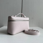 Lp lunch box bag genuine sheepskin L19 leather makeup box bag full leather litchi pattern steel hardware handbag crossbody shoulder bag 19*11
