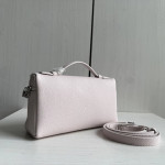 Lp lunch box bag genuine sheepskin L19 leather makeup box bag full leather litchi pattern steel hardware handbag crossbody shoulder bag 19*11