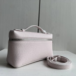 Lp lunch box bag genuine sheepskin L19 leather makeup box bag full leather litchi pattern steel hardware handbag crossbody shoulder bag 19*11