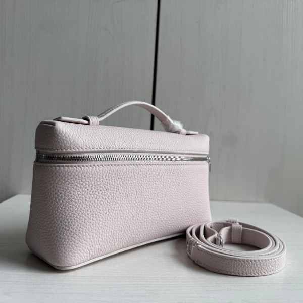 Lp lunch box bag genuine sheepskin L19 leather makeup box bag full leather litchi pattern steel hardware handbag crossbody shoulder bag 19*11