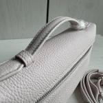 Lp lunch box bag genuine sheepskin L19 leather makeup box bag full leather litchi pattern steel hardware handbag crossbody shoulder bag 19*11