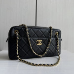 Top-grade Chanel 26a diamond-pattern frosted cowhide suede camera bag, chain messenger bag, crossbody bag, women's bag, 25*13