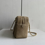Top-grade Chanel 26a diamond-pattern frosted cowhide suede camera bag, chain messenger bag, crossbody bag, women's bag, 25*13