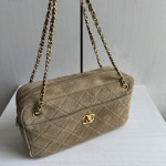 Top-grade Chanel 26a diamond-pattern frosted cowhide suede camera bag, chain messenger bag, crossbody bag, women's bag, 25*13