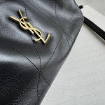 Top-grade YSL plain weave lambskin, triangular diamond pattern stitching, drawstring, lucky bag bag, chain cross-body messenger bag, 26*18