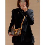 Top-level LV classic monogrammed yellow leather mini carryall nano bow phone bag messenger bag 16*15*9