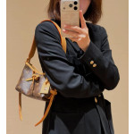 Top-level LV classic monogrammed yellow leather mini carryall nano bow phone bag messenger bag 16*15*9