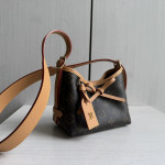 Top-level LV classic monogrammed yellow leather mini carryall nano bow phone bag messenger bag 16*15*9