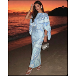 Pucci blue shawl-style silk dress, sizes: 36-42